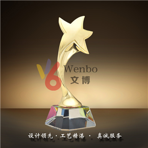 文博五星奖杯WB-170176金属奖杯水晶树脂设计制作奖杯模型