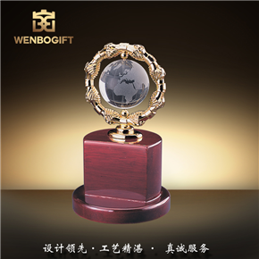 WB-171148水晶地球仪奖杯，地球环保奖杯，深圳市文博工艺制品有限公司定制