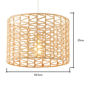 Jute braided twine Cylinder Shade LED light bulb Pendant Lamp