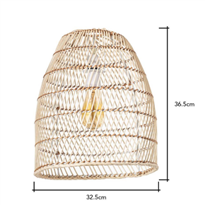 Bleached Natural Rattan Tall Dome Easyfit Shade pendant lamp