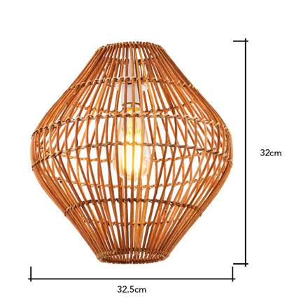 Natural brown rattan Bamboo Bobbin Easyfit Shade pendant lamp