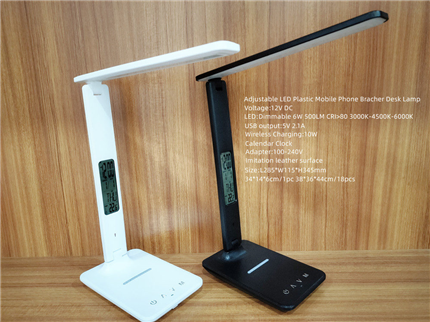 3 color temperature dimmable LED desk lamp with wireless charging USB port