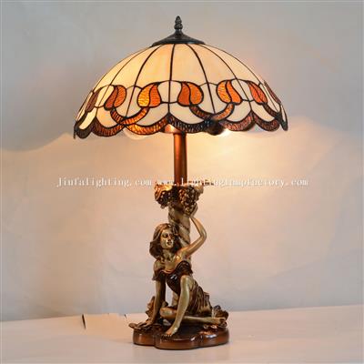 TL160014 Tiffany Style Stained Glass Lady Figurine Table Lamp