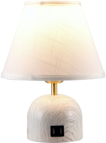 Modern Table Lamp with Fabric Shade Dual USB Charging Ports