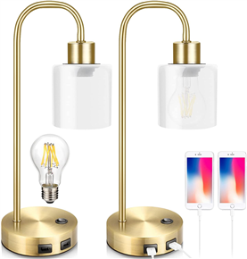 Gold Industrial USB port led light bulb Table Lamps