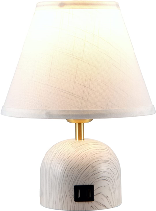 Modern Table Lamp with Fabric Shade Dual USB Charging Ports