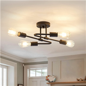 4 lights semi flush mount ceiling light lamp with led light bulb