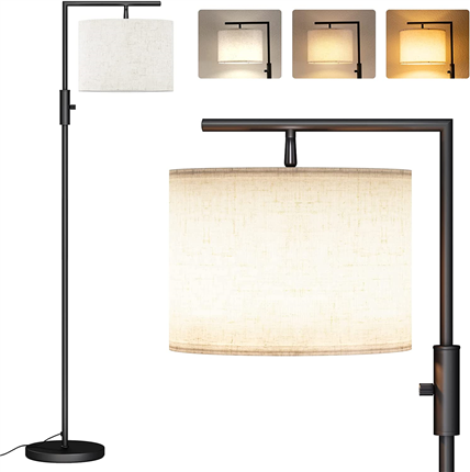 modern floor lamp with rotary on/off switch and 3 color led light bulb