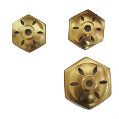 6 Sided Hexagonal Shape Vented Brass Vase Cap