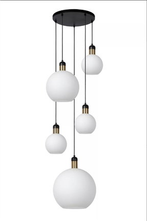 5 lights pentant lamp with opal glass shade led light bulbs