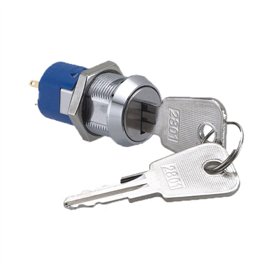 批发高品质M19金属电源锁 60度旋转开关功能 钥匙可双拔的电子锁