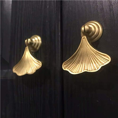 Furniture Knob Handles Golden Drop Pendant Pull Handle Fashion Ginkgo Leaf Shape Dresser Knobs for K