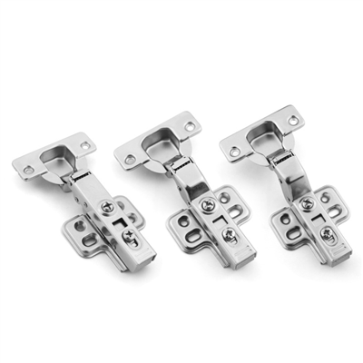 Nickel Plated Finish Four-Hole Plate Cabinet Door Hinges Full Overlay One way Soft Close Hinge