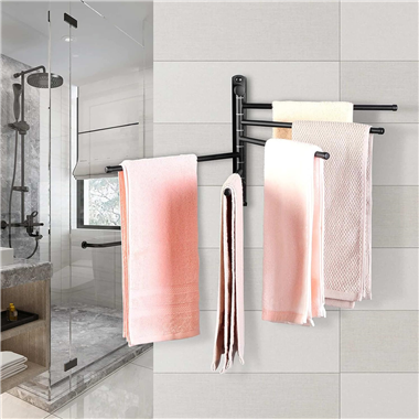 Towel Bar with Wall Mounted 180° Rotation, 5-Arms Towel Hanger
