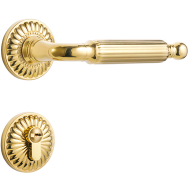  European-style retro pattern brass panel door handle lock European-style luxury split lock solid wo