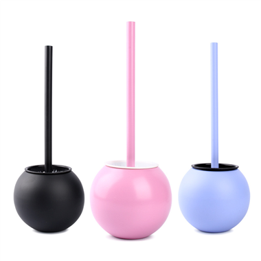  Stainless Steel Round Toilet Brush And Holder Plastic Liner Toilet Cleaning Brush With Circle Stand
