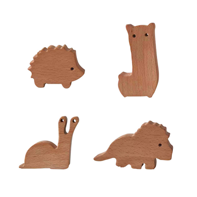 Natural lovely wild animals wall-mounted decorative children's clothes wooden hook