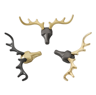 H00029 Animal Deer Hat Hanger Natural Minimalist Design Decorative Hook Wall Mounted Coat Hook