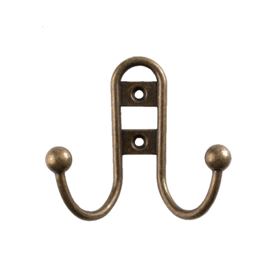 H00035 Coat Hook Metal Wall Hanging Hook Double Prong Robe Hook with Ball End