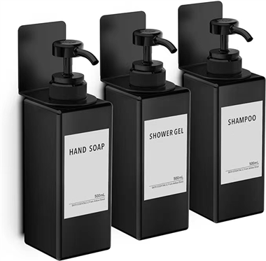 3pcs Soap Dispenser Set, 500ml Wall Mounted Dispenser Drill Free Shampoo and Conditioner Dispenser 