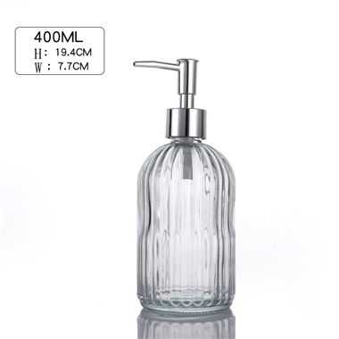 SP00001 Glass Soap Dispenser with Rust Proof Stainless Steel Pump Refillable Liquid for Bathroom Kit