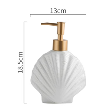 SP00004 Shell Shaped Soap Dispenser White Ceramic Lotion Bottle With Golden Matte Pump Home Décor Fo