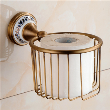 PH00016 Toilet Paper Holder Basket with Ceramic Base Used for Luxury Bathroom Wall Accessories