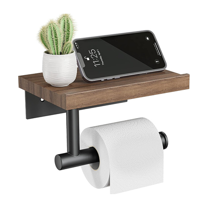 PH00033 Home apartment restroom wall mount kitchen vintage walnut wooden tissue roll toilet paper ho