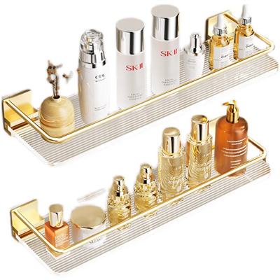 BH00001 30cm Bathroom accessories wall mounted Gold Acrylic bathroom shelves shampoo holder shower s