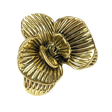 P00048 Gold Brass Orchid Flower Knobs for Cabinets Drawers Phalaenopsis Handles Pulls for Dresser