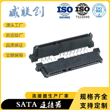 180度直插SATA连接器 双排7+15PI SATA公头 电脑排线连接器