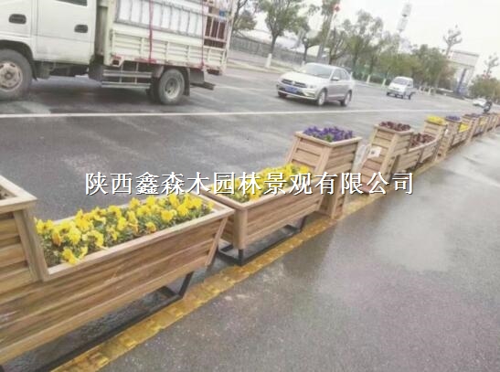 【鑫森木园林】铝合金花箱/塑木花箱/景观花箱/公园花箱/道路花箱