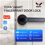 WAFU WF-F6 Digital RFID Card Fingerprint Handle Door Knob Lock Tuya Smart Keyless Entry Door Lock