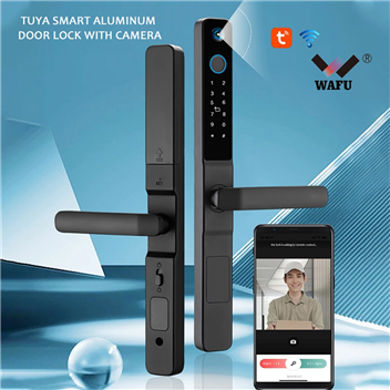 WAFU WF-021+Camera Waterproof Tuya Smart WIFI Fingeprint Aluminum Door Lock with Camera Digital Narr