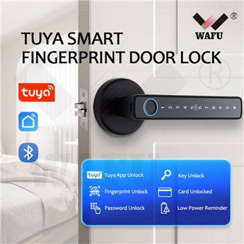 WAFU WF-F6 Digital RFID Card Fingerprint Handle Door Knob Lock Tuya Smart Keyless Entry Door Lock