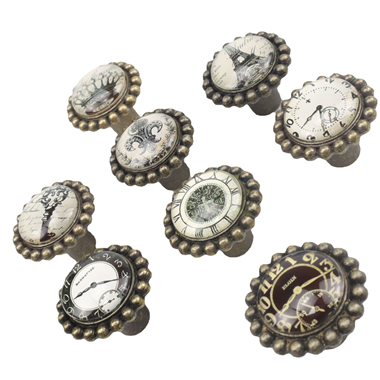 P00297 Crystal Glass Zinc Al Multicolor Floral Clock Premium Drawer Knobs for Kitchen Cabinet Hardwa