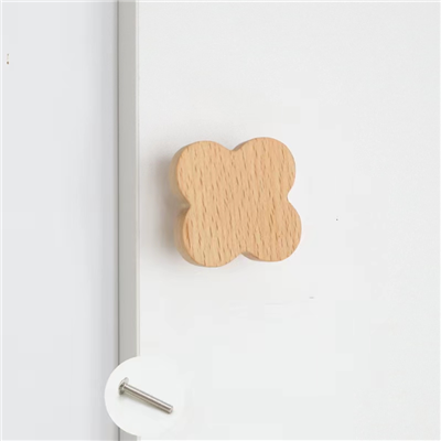 P00091 Modern Children Cabinet Handle Solid Beech Clover Wood knob Cute Cartoon Drawer pull 