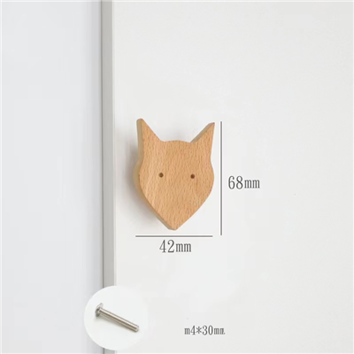 P00087 Wooden Animal FOX Cabinet Knobs Decorative Dresser handle with Screws