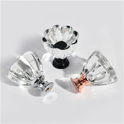 P00307 Flower Shape Crystal Glass Knobs Cupboard Drawer Pull Kitchen Cabinet Wardrobe Handles Hardwa