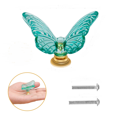 P00308 Glass Butterfly Dresser Pulls Handle,Cabinet Door Furniture Wardrobe Kitchen Wardrobe Childre