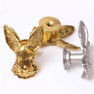  P00277 Rabbit Knobs Kitchen Cabinet Bunny Pull Drawer Knob Zinc Alloy Single Hole Handle Screws Har