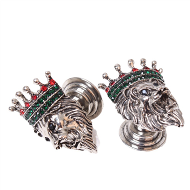 P00274 Silver Lion Drawer Knobs Antique Animal Cabinet Pulls Unique Crown Lion Dresser Knobs for Kid