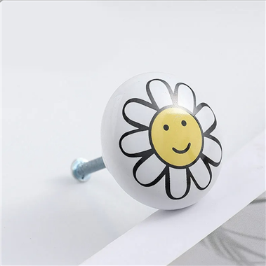 P00086American cartoon ceramic drawer handle Nordic single hole ceramic round illustration children'