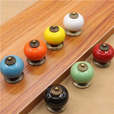 P00324 Sliding Door Handle Ceramic Round Shaped Door Pull Kitchen Cabinet Door Knobs