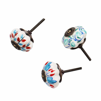 P00014 Vintage Color Multi Designed Ceramic Cupboard Cabinet Door Knobs Drawer Pulls