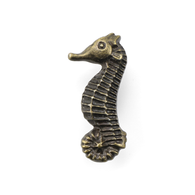 P00296 Seahorse Antique Brass Drawer Knob and Pull Nautical Animal Kitchen Knobs Woodland Dresser Wa