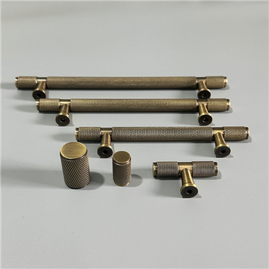 P00364Europe and American style decorative knurled solid brass furniture cabinet T bar handle for d