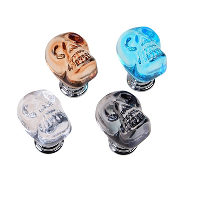 P00309 Cabinet Knobs Clear Solid Crystal Skull Handle Knob for Dresser Cupboard Wardrobe Furniture 