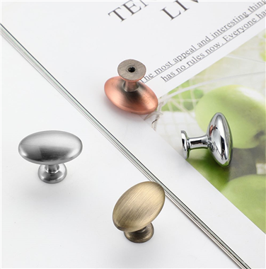 P00432 Zinc Alloy Cabinet Knobs for Cupboard Bright Chrome Gold Oval Drawer Closet Pull Handles