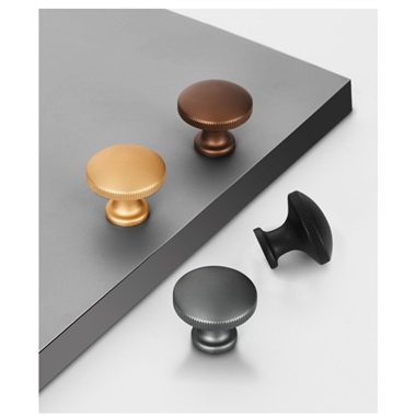 P00386 Furniture Hardware Gold & Black Aluminum Solid Drawer Round Cabinet Handle Knob 